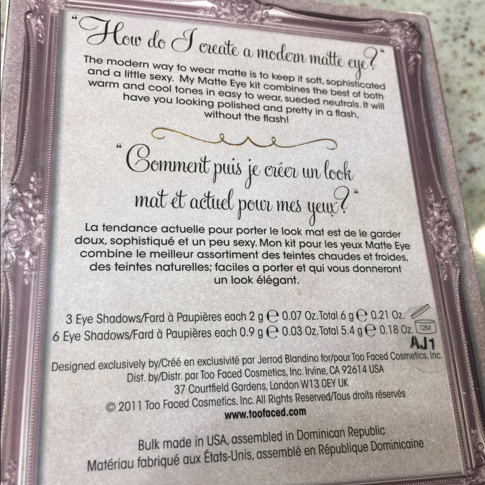 TOO FACED MATTE EYESHADOW PALETTE NIB - Picture 2 of 6
